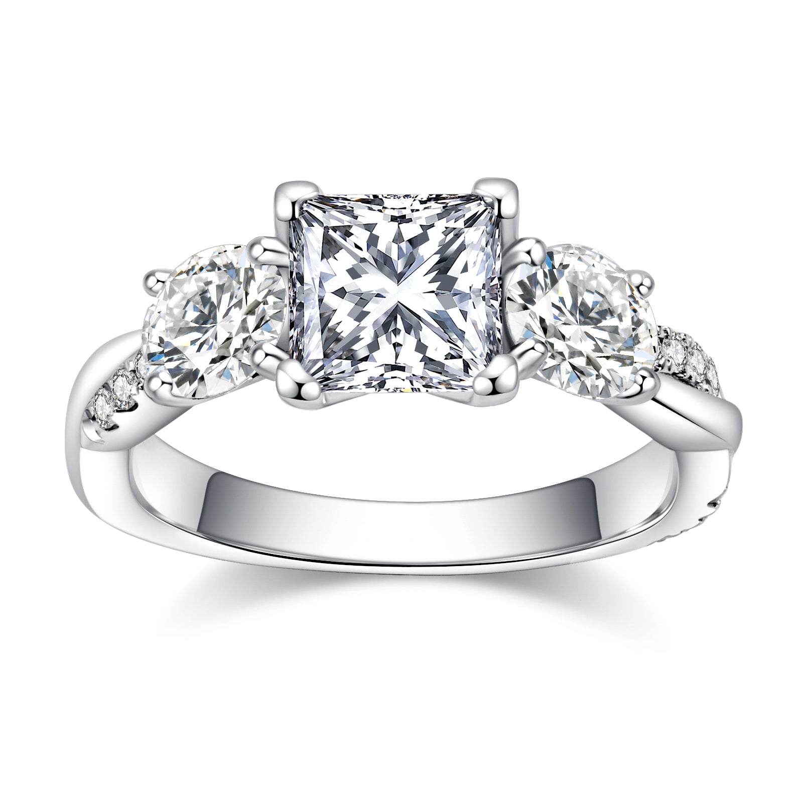Princess Cut 3 Stone Moissanite Engagement Ring (1.5 ct)
