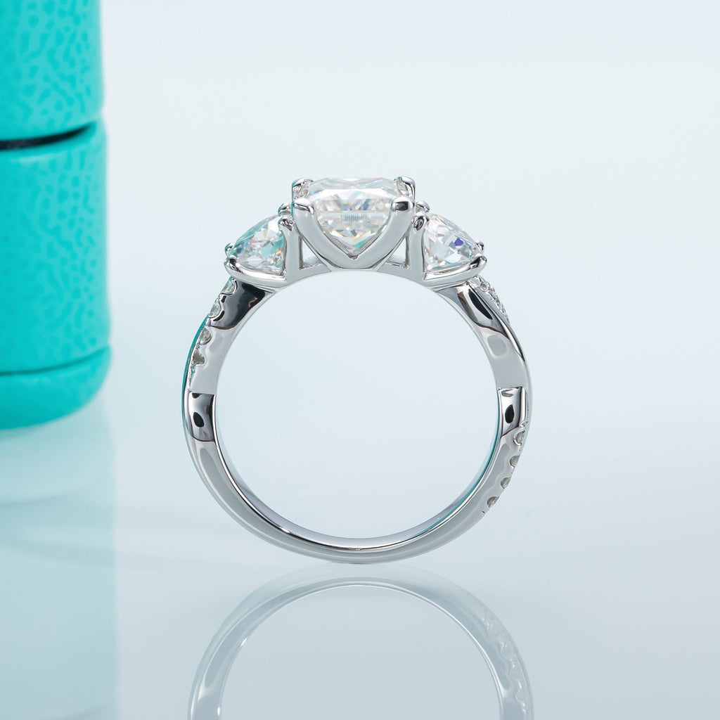 Princess Cut 3 Stone Moissanite Engagement Ring (1.5 ct)