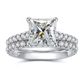 Princess Cut Moissanite Engagement Ring Bridal Set (4 cttw)
