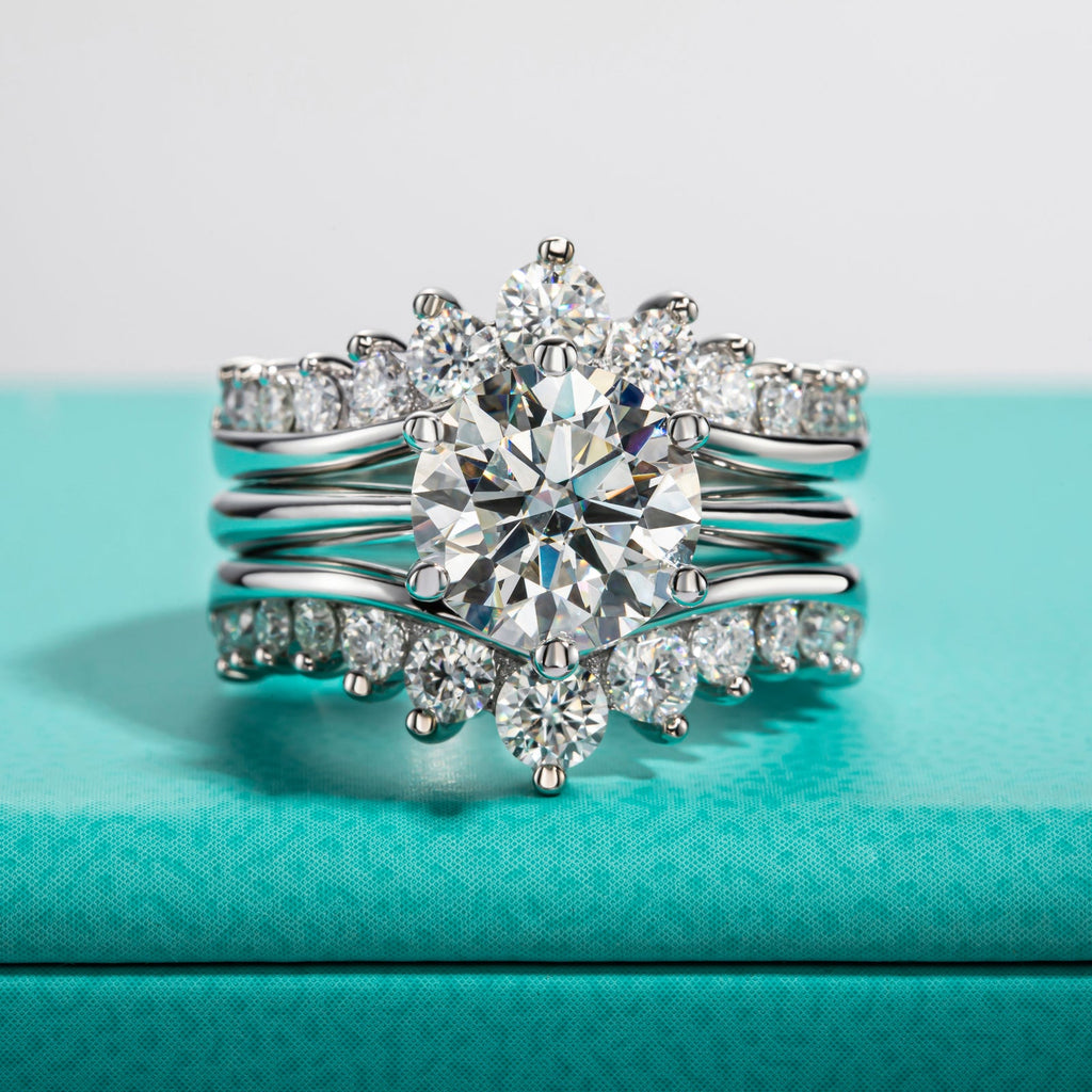 Round Cut Moissanite Engagement Ring Bridal Set (4.52cttw)
