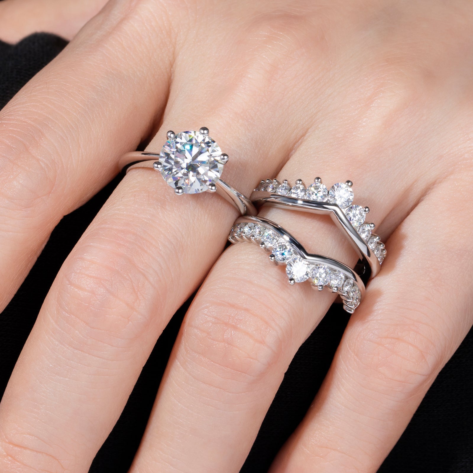 Round Cut Moissanite Engagement Ring Bridal Set (4.52cttw)
