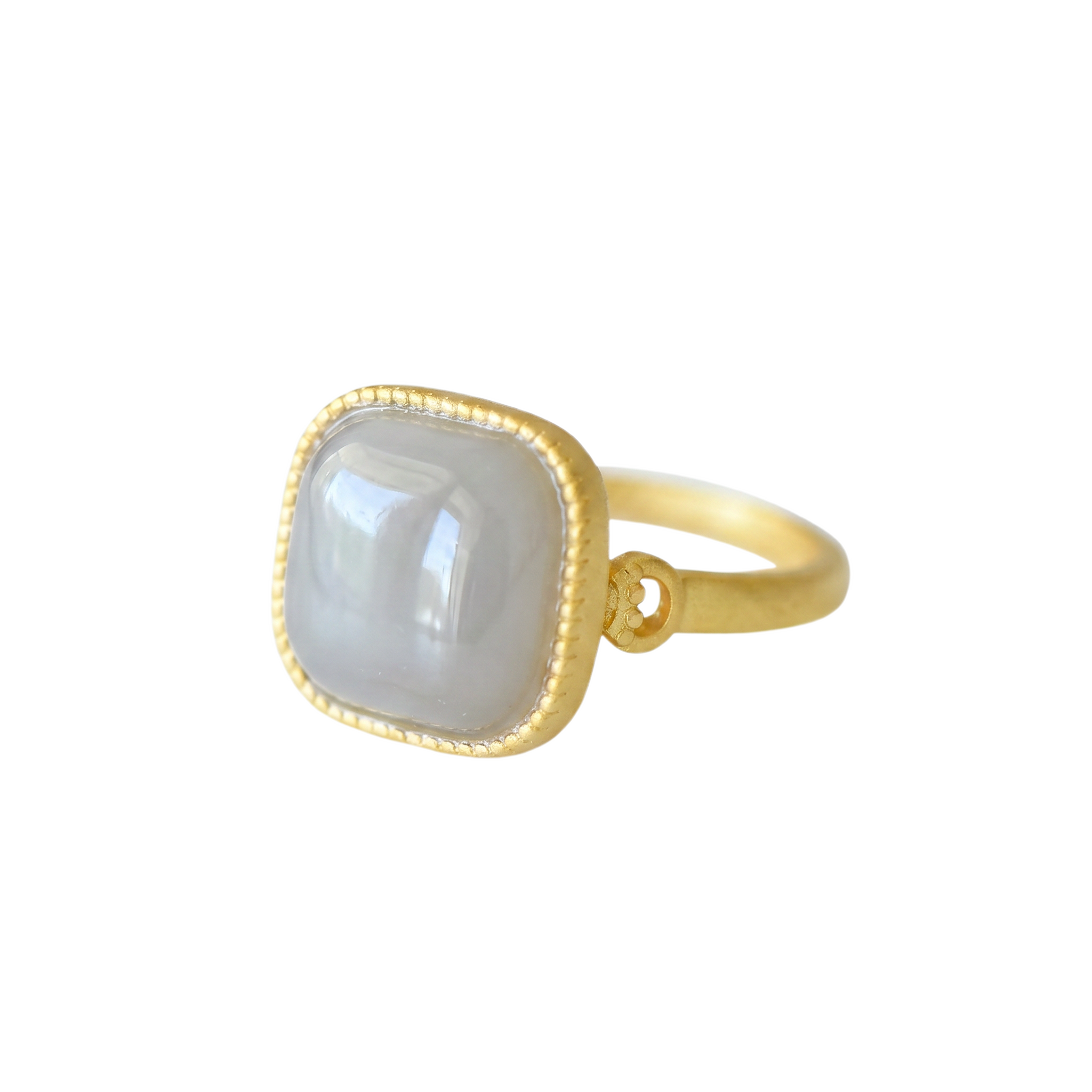 S925 Sterling Silver Nephrite Purple Jade Four-Square Luck Ring